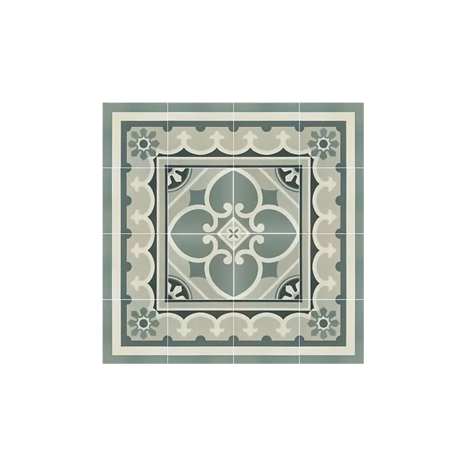 Carrelage sol / mur effet ciment motif floral gris 20x20 cm - CAPRICE CHATELET-Aelle Carrelage Sale
