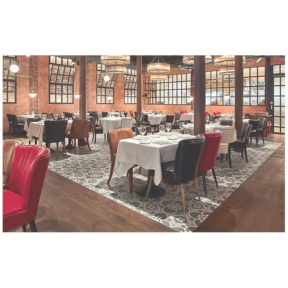 Carrelage sol / mur effet ciment motif floral gris 20x20 cm - CAPRICE CHATELET-Aelle Carrelage Sale