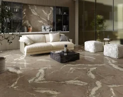 Carrelage sol / mur effet marbre BERRY BROWN l.60 x L.120 cm Brillant-Limcaro Outlet