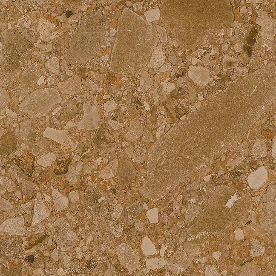 Carrelage sol / mur effet terrazzo marron 60x60 cm BROWN WASH-Aelle Carrelage Clearance