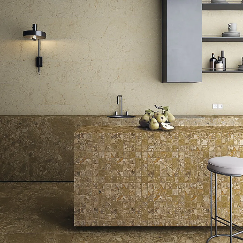 Carrelage sol / mur effet terrazzo marron 60x60 cm BROWN WASH-Aelle Carrelage Clearance