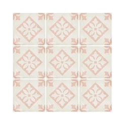 Aelle Carrelage Carrelage sol / mur effet ciment motif rose 20x20 cm ART NOUVEAU PADUA PINK