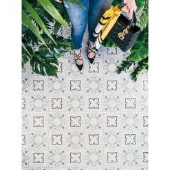 Carrelage sol / mur effet ciment motif fleur 20x20 cm ALAMEDA BUCARELI CIELO-Aelle Carrelage New