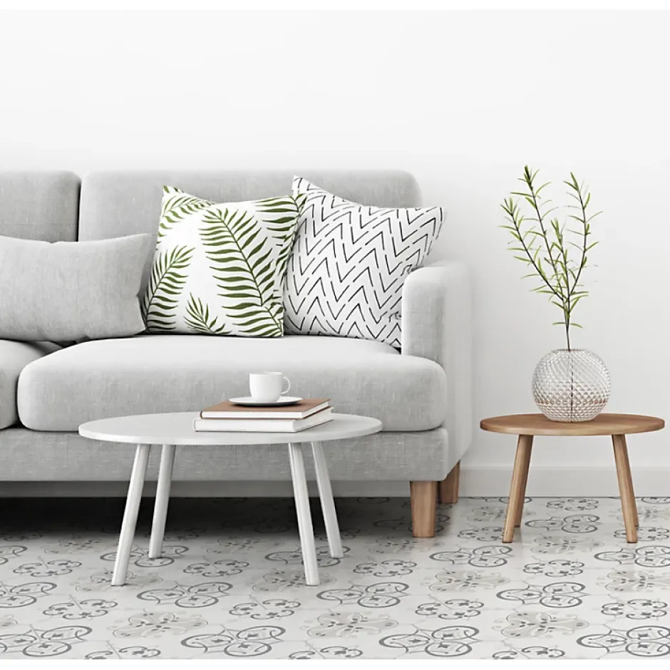 Carrelage sol / mur effet ciment motif fleur 20x20 cm ALAMEDA BUCARELI CIELO-Aelle Carrelage New