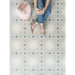 Carrelage sol / mur effet ciment motif fleur 20x20 cm ALAMEDA LINDEN R CIELO-Aelle Carrelage Outlet