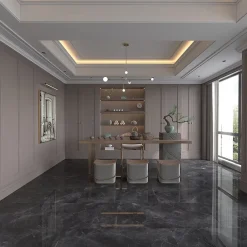 Limcaro Carrelage sol / mur effet marbre gris PULPIS NERO l.60 x L.120 cm Brillant