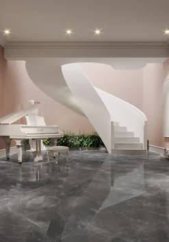 Limcaro Carrelage sol / mur effet marbre gris PULPIS NERO l.60 x L.120 cm Brillant