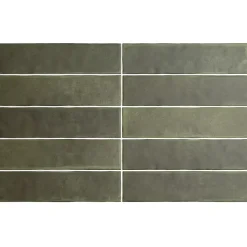 carrelage sol / mur effet zellige bejmat vert 6x24,6 cm mate ARGILE KAKHI-Aelle Carrelage Online