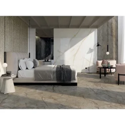 Aelle Carrelage Carrelage sol / mur effet marbre brun, gris 120X120 cm - SCULTOREA River grey J454