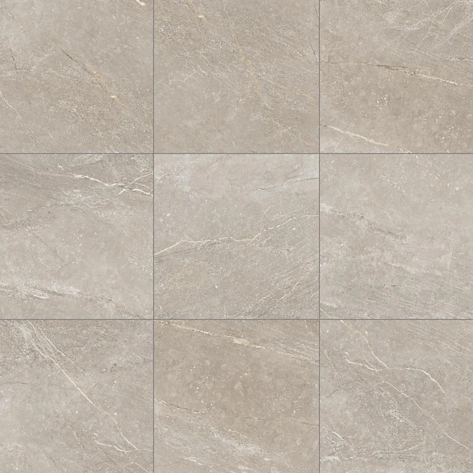 Carrelage sol / mur effet pierre taupe 80x80 cm BETILO R TAUPE-Aelle Carrelage Discount