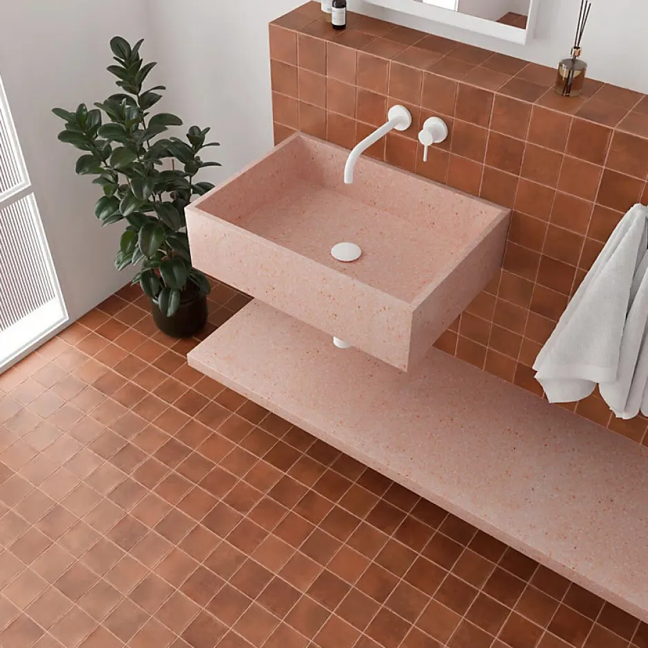 carrelage sol / mur effet zellige bejmat terracotta terre cuite 10x10 cm mate ARGILE COTTO-Aelle Carrelage Best