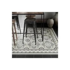 Aelle Carrelage Carrelage sol / mur effet ciment gris 20x20 cm - CAPRICE CHATELET BORDURE