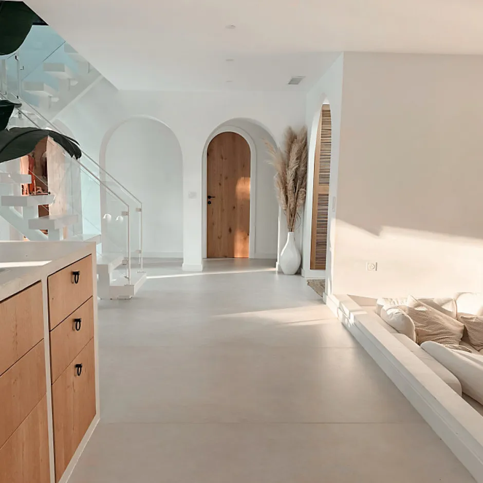 Aelle Carrelage Carrelage sol / mur effet béton ciré naturel 80x80 cm Boost natural Kaolin