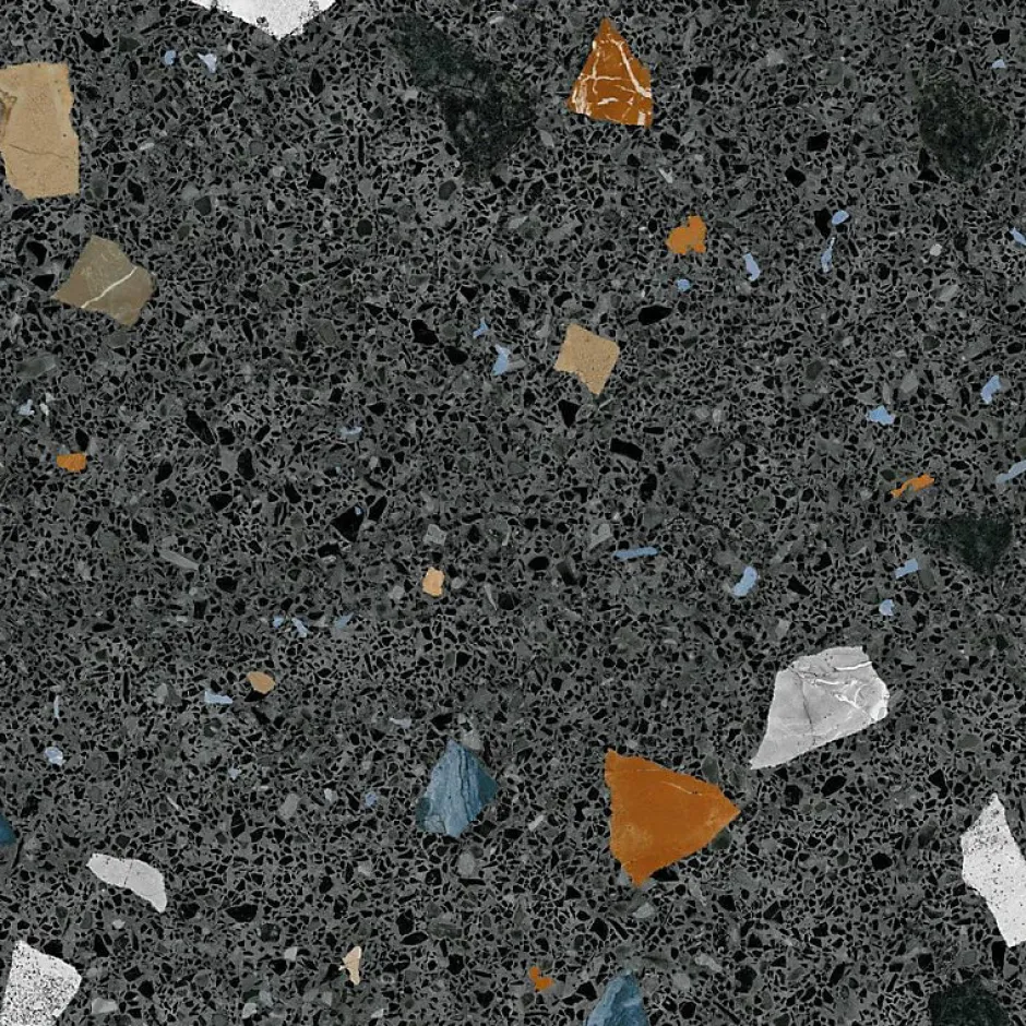 Carrelage sol / mur effet terrazzzo coloré 60x60 cm STRACCIATELLA GRAFITO(vendu par boite 1.44m2)-Eiffel art construction Discount