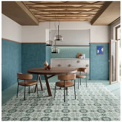 Aelle Carrelage Carrelage sol / mur effet ciment vieilli bleu turquoise 20x20 cm TERRA ART CIELO 20x20 cm