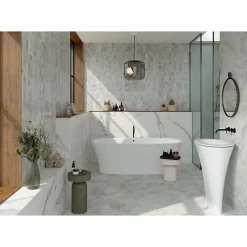 Carrelage sol / mur effet marbre blanc 120X120 cm - SCULTOREA statuario vena argento J452-Aelle Carrelage Best