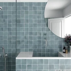 Aelle Carrelage carrelage sol / mur effet zellige bejmat bleu 10x10 cm mate ARGILE SKY