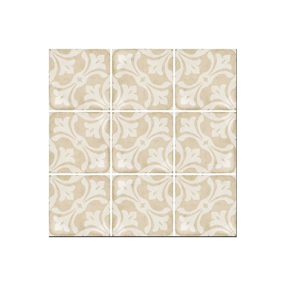 Aelle Carrelage Carrelage sol / mur effet ciment motif coloré 20x20 cm ART NOUVEAU LA RAMBLA BISCUIT