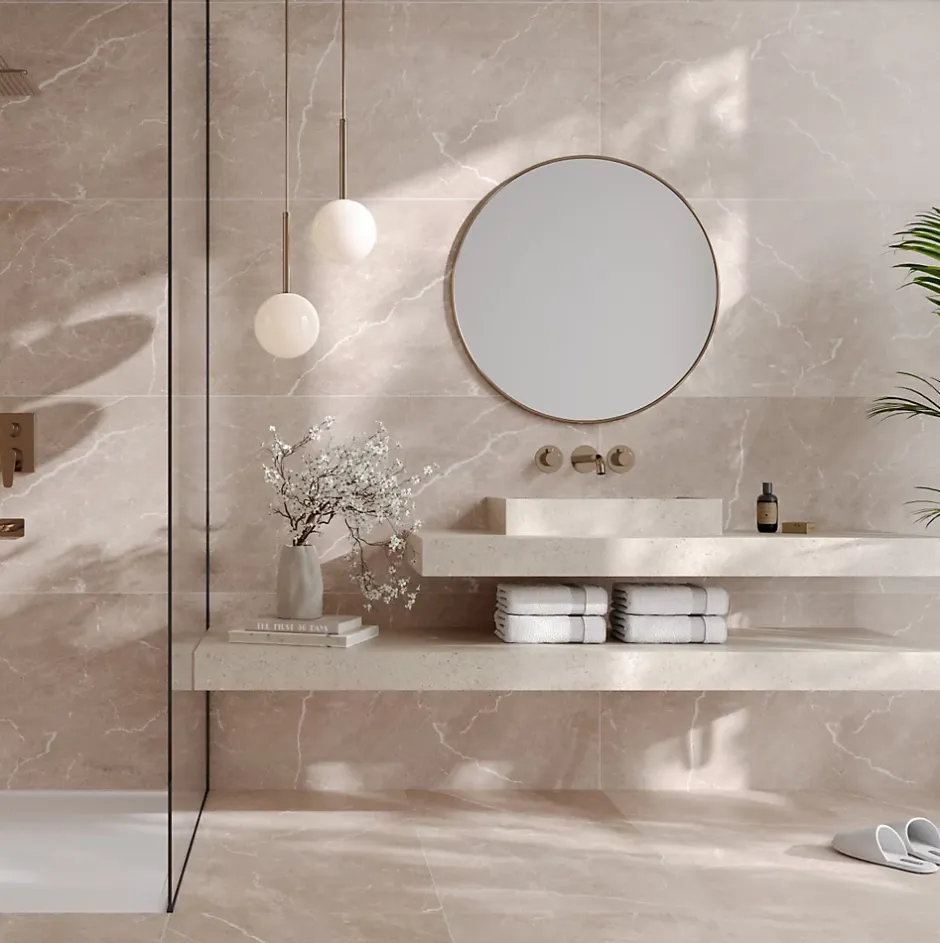 Limcaro Carrelage sol / mur effet marbre BODO BEIGE l.60 x L.120 cm Mat