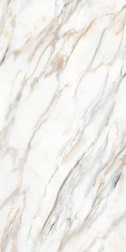 Limcaro Carrelage sol / mur effet marbre blanc ZEBRINO GOLD l.60 x L.120 cm Brillant