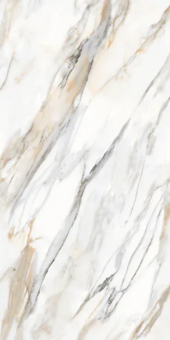 Limcaro Carrelage sol / mur effet marbre blanc ZEBRINO GOLD l.60 x L.120 cm Brillant