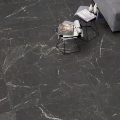 Aelle Carrelage Carrelage sol / mur effet marbre noir 60x120 cm mate - MYK- ST LAURENT