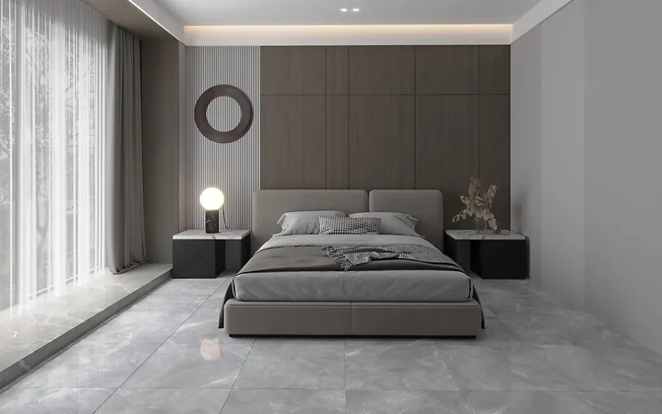 Limcaro Carrelage sol / mur effet marbre gris PULPIS GREY l.60 x L.120 cm Brillant