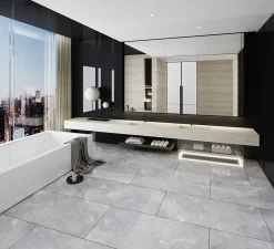 Limcaro Carrelage sol / mur effet marbre gris PULPIS GREY l.60 x L.120 cm Brillant