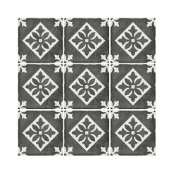 Carrelage sol / mur effet ciment motif gris foncé 20x20 cm ART NOUVEAU PADUA BLACK-Aelle Carrelage Discount