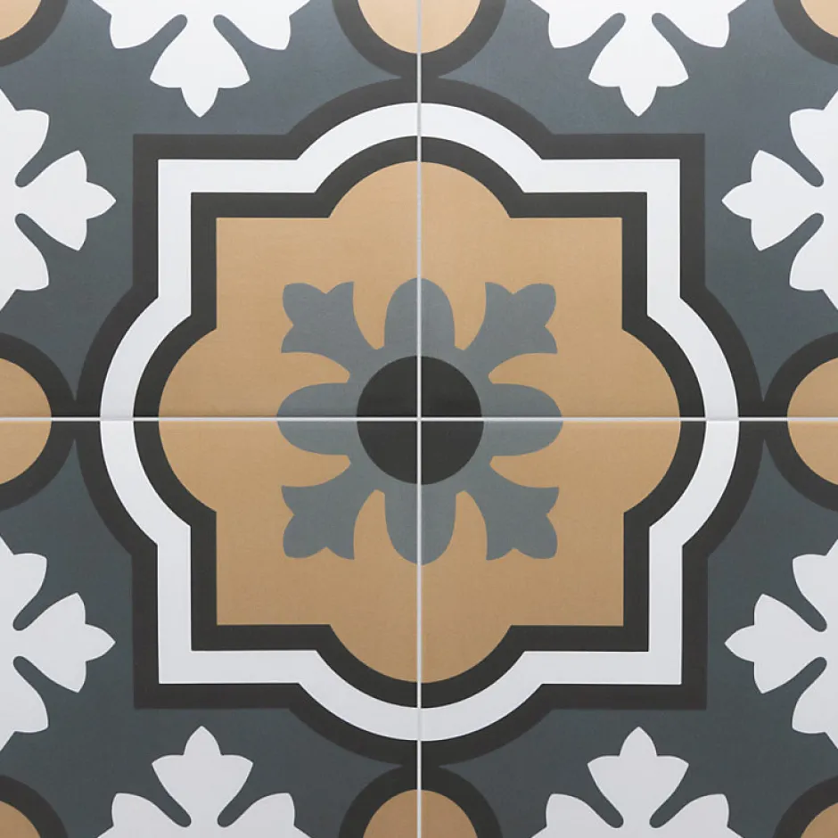 Carrelage sol / mur effet ciment à motif 20x20 cm RIVOLI - MONACO GRIS-Aelle Carrelage New