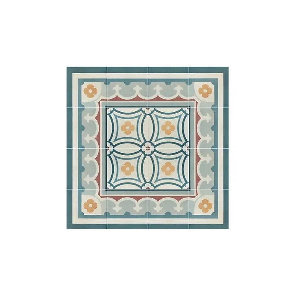 Aelle Carrelage Carrelage sol / mur effet ciment motif floral coloré 20x20 cm - CAPRICE SAINT TROPEZ
