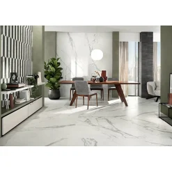 Aelle Carrelage Carrelage sol / mur effet marbre blanc 60x120 cm - SCULTOREA statuario vena argento J402