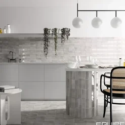 Aelle Carrelage Carrelage sol / mur effet zellige bejmat marocain 5X15 cm gris brillant 5X15 cm COCO AMBER GREY WALL