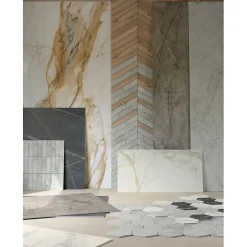 Carrelage sol / mur effet marbre beige 120X120 cm - SCULTOREA calacatta oro fino J406-Aelle Carrelage Best