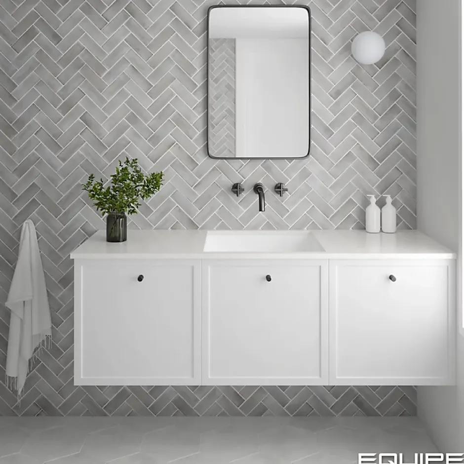 Carrelage sol / mur effet zellige bejmat marocain 5X15 cm gris mate 5X15 cm COCO AMBER GREY MATT-Aelle Carrelage Best