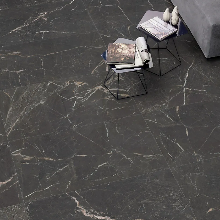 Carrelage sol / mur effet marbre noir 60x60 cm mate - MYK- ST LAURENT-Aelle Carrelage New