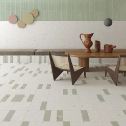 Eiffel art construction Carrelage sol / mur effet terrazzo 20x20 cm Croccante Granola Menta (vendu par boite de 1m2)