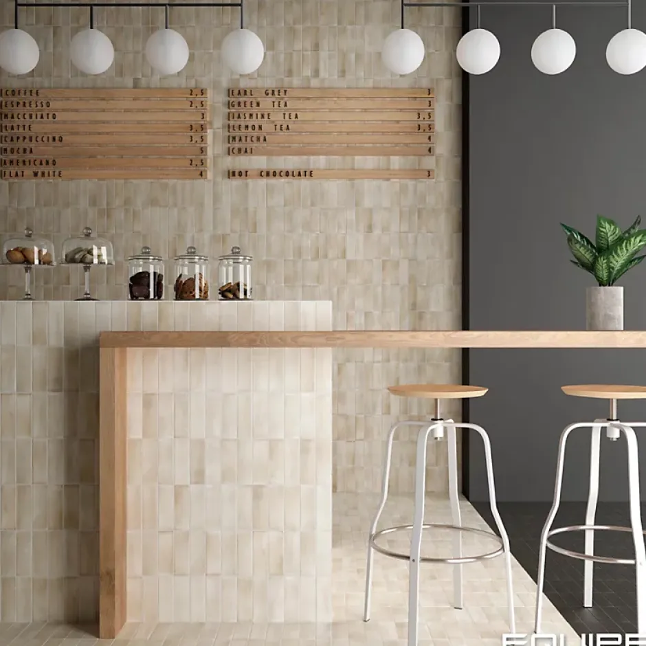 Aelle Carrelage Carrelage sol / mur effet zellige bejmat marocain 5X15 cm crème mate 5X15 cm COCO CANVAS MATT