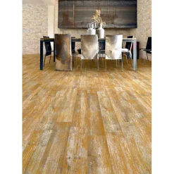 Aelle Carrelage Carrelage sol / mur effet bois vieilli jaune moutarde 14,4 x 89,3 cm YUGO R ALBERO