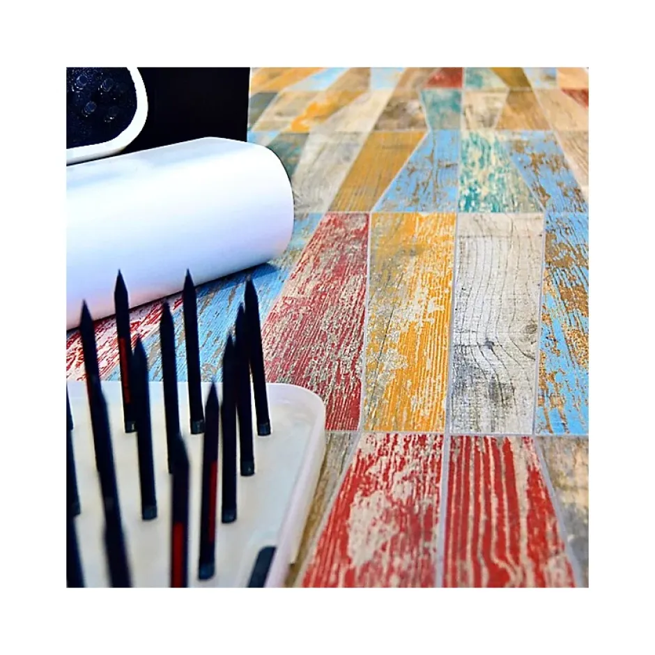 Aelle Carrelage Carrelage sol / mur effet bois vieilli jaune moutarde 14,4 x 89,3 cm YUGO R ALBERO