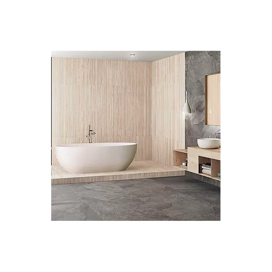 Carrelage sol / mur effet bois bambou relief 60x120 cm ARTWOOD RIBBON BONE-Aelle Carrelage Sale