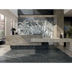 Aelle Carrelage Carrelage sol / mur effet marbre beun et gris 60x120 cm - SCULTOREA River grey J650