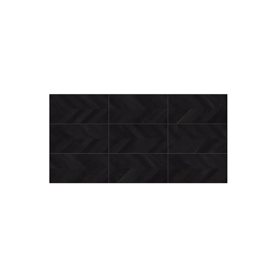 Aelle Carrelage Carrelage sol / mur effet béton design chevron noir 60x120 cm SEINE RILSE BASALTO