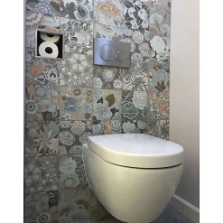 Aelle Carrelage Carrelage sol / mur effet ciment 20x20 cm VODEVIL FLORE GRIS PATCHWORK