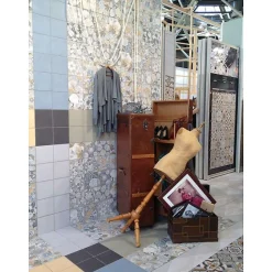 Aelle Carrelage Carrelage sol / mur effet ciment 20x20 cm VODEVIL FLORE GRIS PATCHWORK