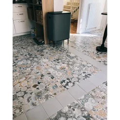 Aelle Carrelage Carrelage sol / mur effet ciment 20x20 cm VODEVIL FLORE GRIS PATCHWORK