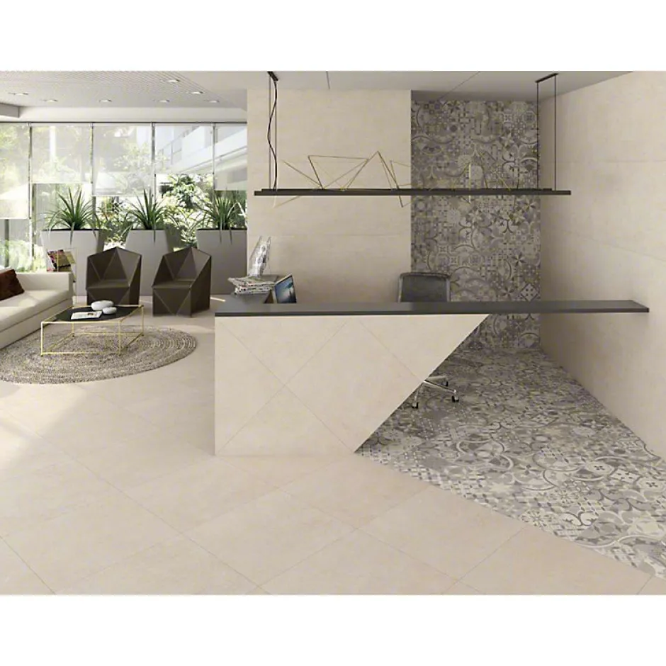 Carrelage sol / mur effet béton beige 60x60 cm NASSAU CREMA-Aelle Carrelage Discount