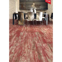 Aelle Carrelage Carrelage sol / mur effet bois vieilli rouge 14,4 x 89,3 cm YUGO R VOLCAN