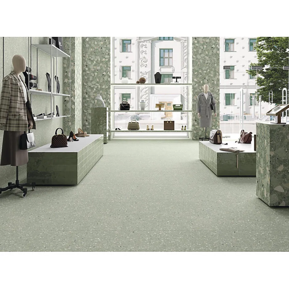 Carrelage sol / mur effet terrazzo 80x80 cm MONACO R VERDE-Aelle Carrelage Best