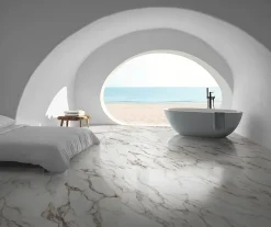 Limcaro Carrelage sol / mur effet marbre blanc OBRANO l.60 x L.120 cm Brillant